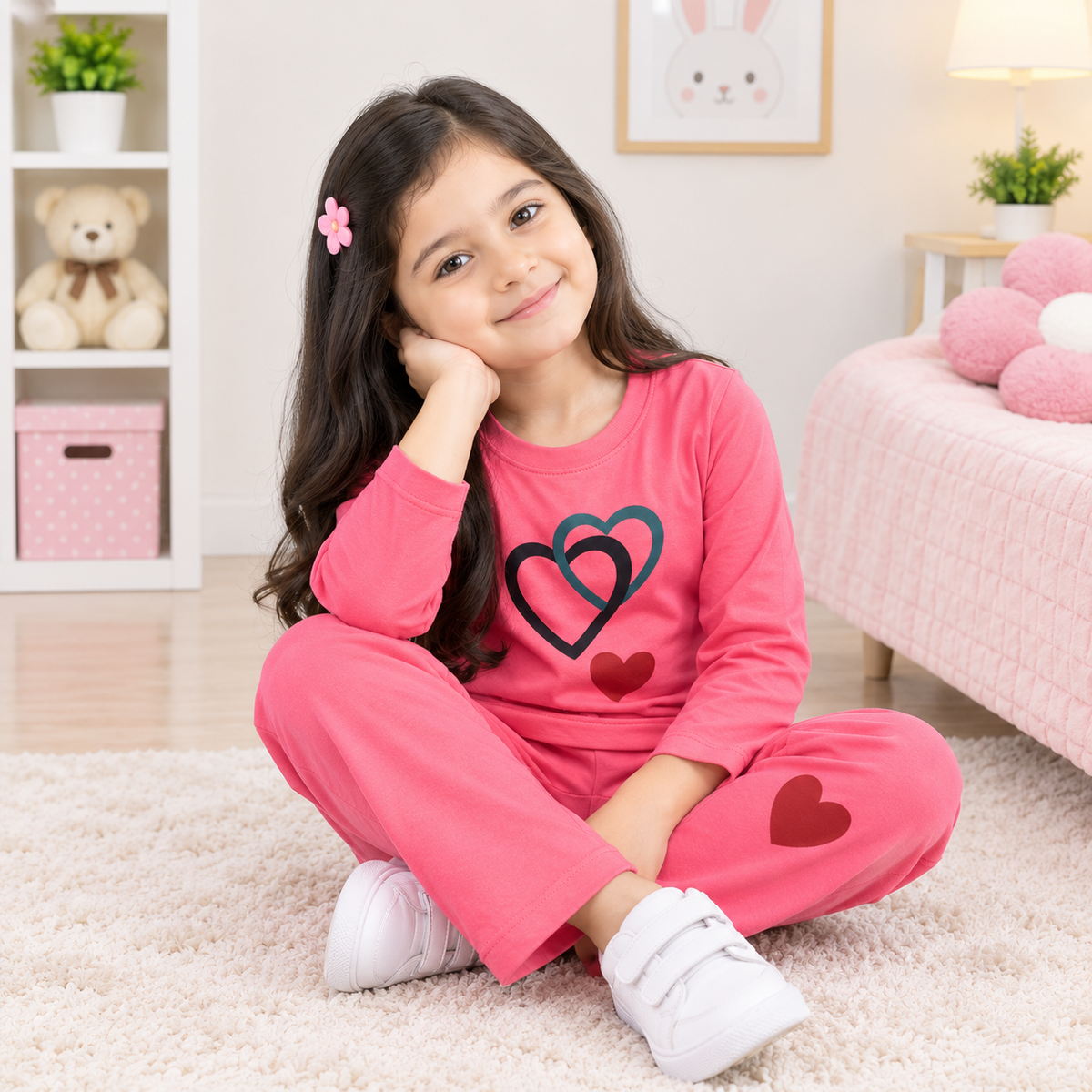 Pink Heart Girls 2-Piece Cotton Jersey Set | Junior Threads