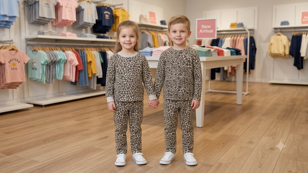 Junior Threads Brown Leopard Print Cotton Jersey Summer Co-Ord Set – Premium Soft & Breathable Matching Outfit for Kids