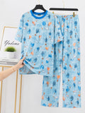 Junior Threads Sky Blue Hot Air Balloon Print Cotton Jersey Ladies Night Suit – Soft & Breathable All-Season Sleepwear Set