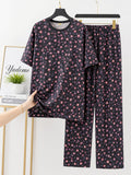 Junior Threads Black Floral Cotton Jersey Ladies Night Suit – Soft & Breathable All-Season Sleepwear
