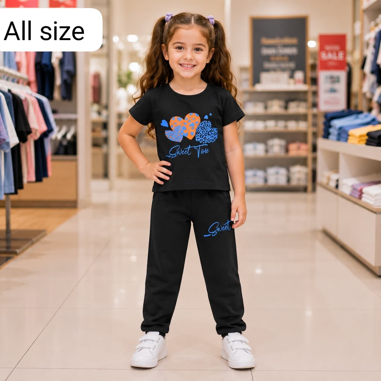 Junior Threads Sweet Time Black Cotton Jersey Co-Ord Set for Kids – Soft & Comfortable All-Season Wear