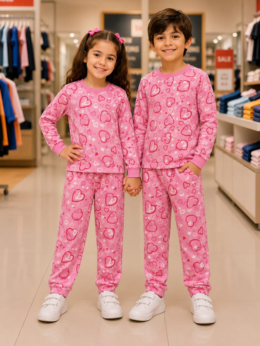 Junior Threads Kids Cotton Jersey Summer Night Suit – Soft & Breathable 2 Piece Pajama Set (Pink Heart Print)