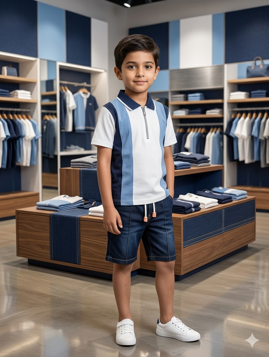 Premium Boys Polo Shirt & Export Jeans Shorts Pair